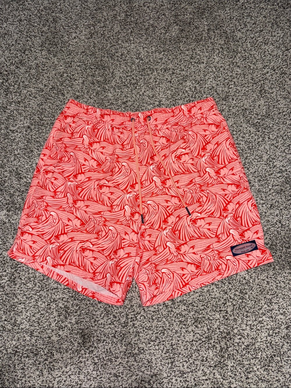 Vineyard Vines Coral Fish-Print Swim Shorts